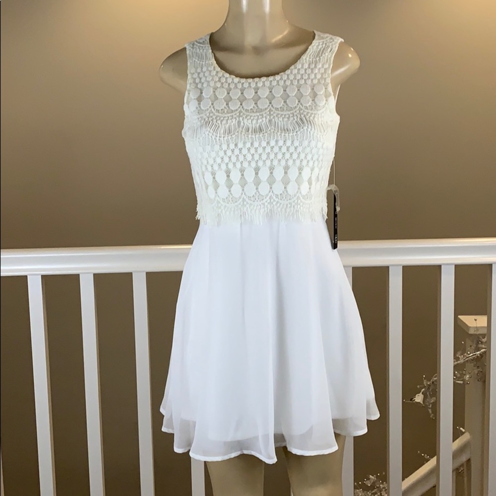 As U Wish fit flare white dress size 3